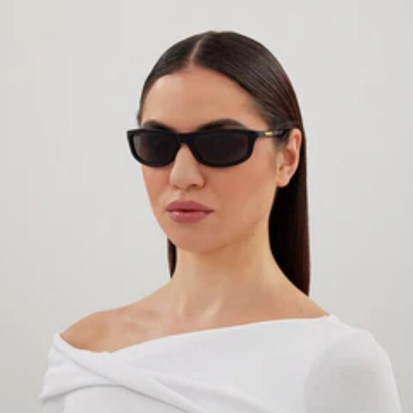 NEW BOTTEGA VENETA SUNGLASSES, UNISEX BLACK OVAL EYEWEAR BOTTEGA VENETA main image 4